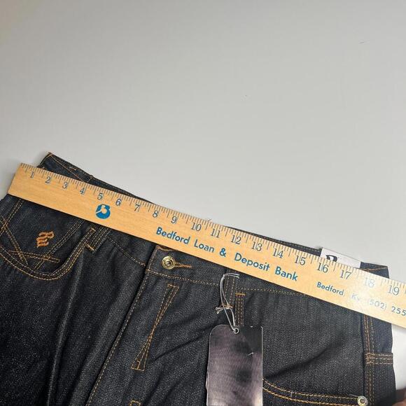 rocawear men’s denim shorts 38 raw black miami embroidered metallic thread y2k - Picture 5 of 11